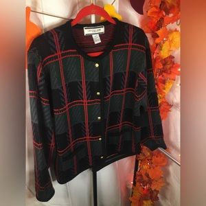 Crystal Kobe Petite | Women’s multicolored Plaid Print Cardigan Sweater